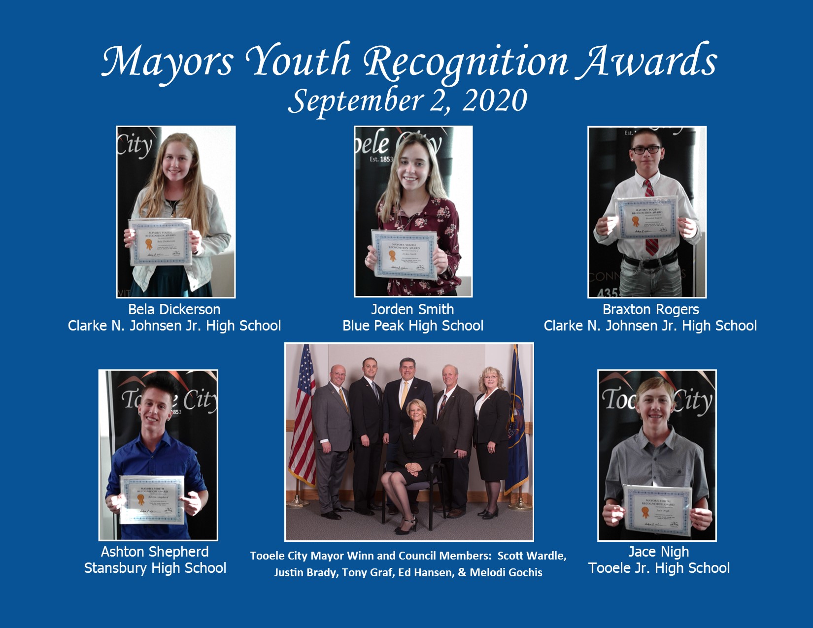 Mayor's Youth Recognition Award Presented September 2, 2020.